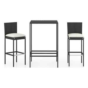 vidaXL 3 Piece Steel Bar Set in Black/White/Cream