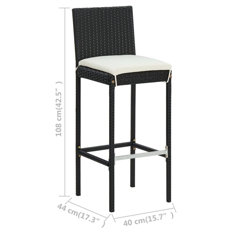 vidaXL 7 Piece Poly Rattan Bar Set in Black/White/Cream