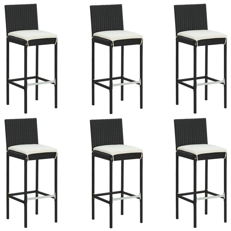 vidaXL 7 Piece Poly Rattan Bar Set in Black/White/Cream