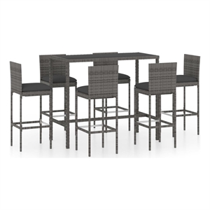 vidaXL 7 Piece Poly Rattan Bar Set in Gray/Anthracite