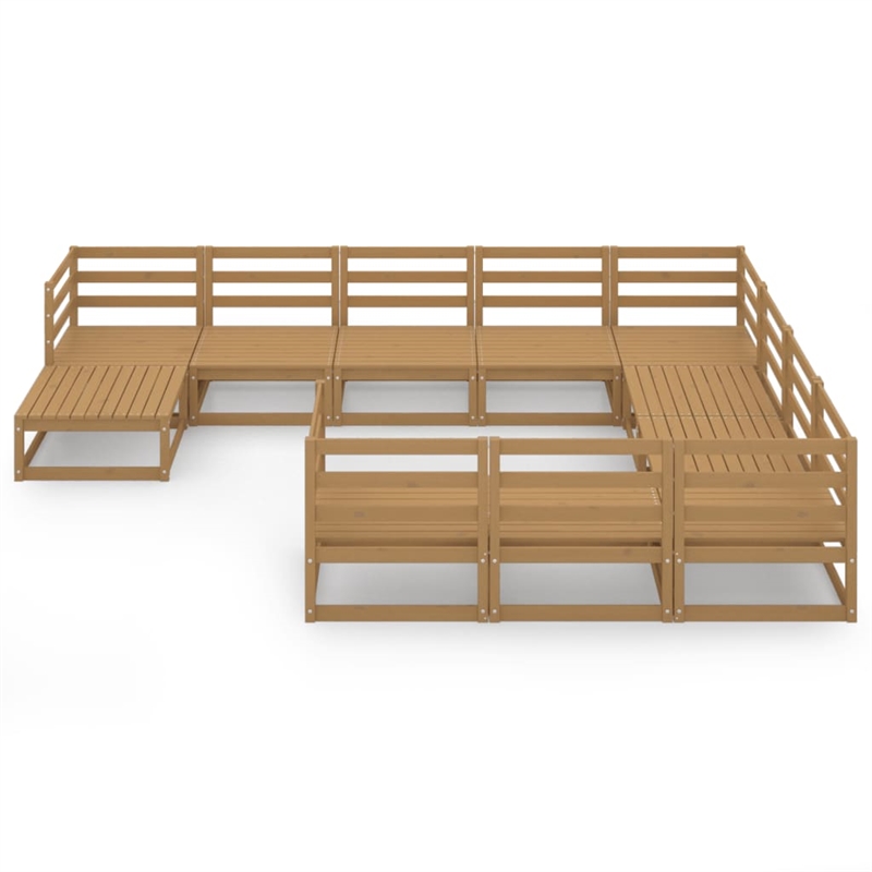 vidaXL 11 Piece Wood Small Garden Lounge Set in Brown
