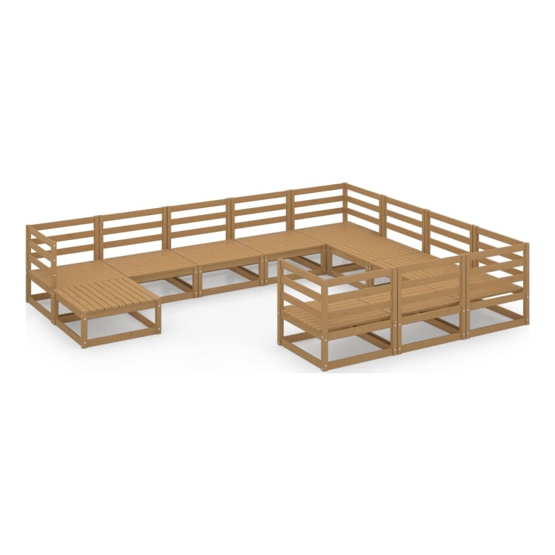vidaXL 11 Piece Wood Small Garden Lounge Set in Brown