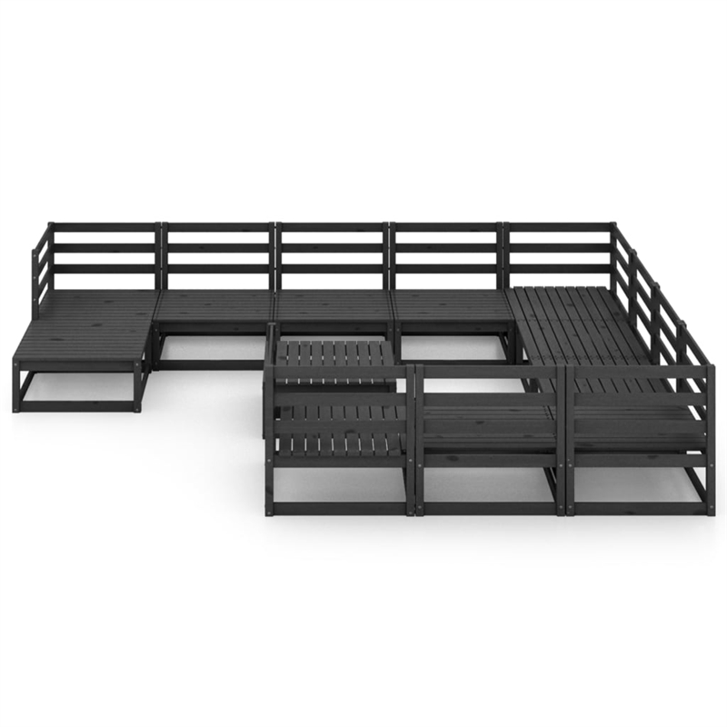 vidaXL 12 Piece Wood Garden Lounge Set in Black