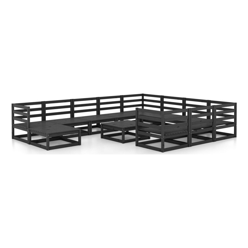 vidaXL 12 Piece Wood Garden Lounge Set in Black
