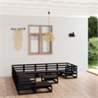 vidaXL 12 Piece Wood Large Garden Lounge Set in Black