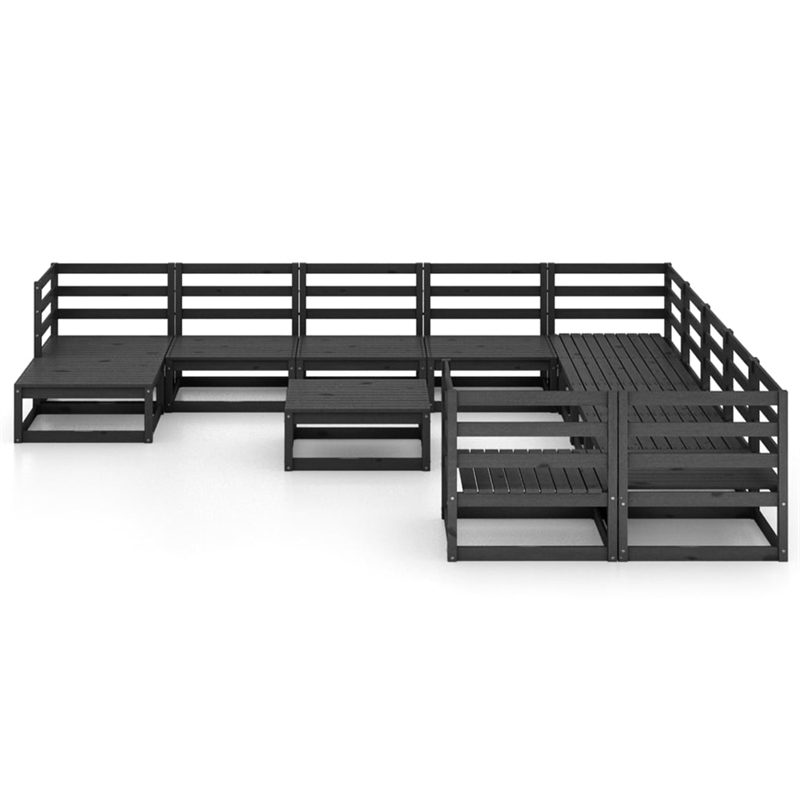 vidaXL 12 Piece Wood Large Garden Lounge Set in Black