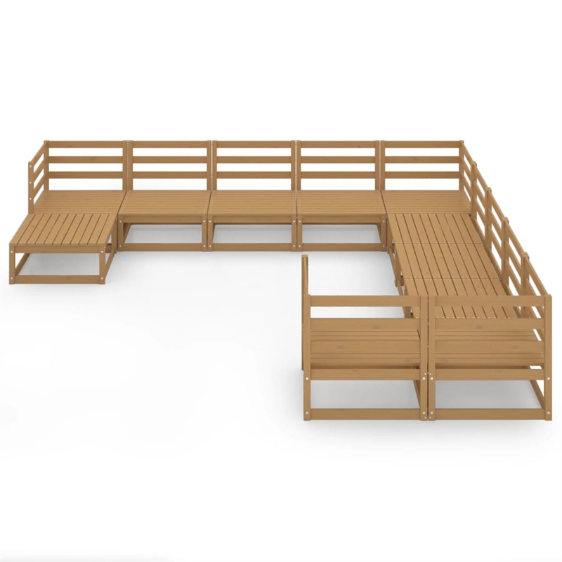 vidaXL 11 Piece Wood Large Garden Lounge Set in Brown