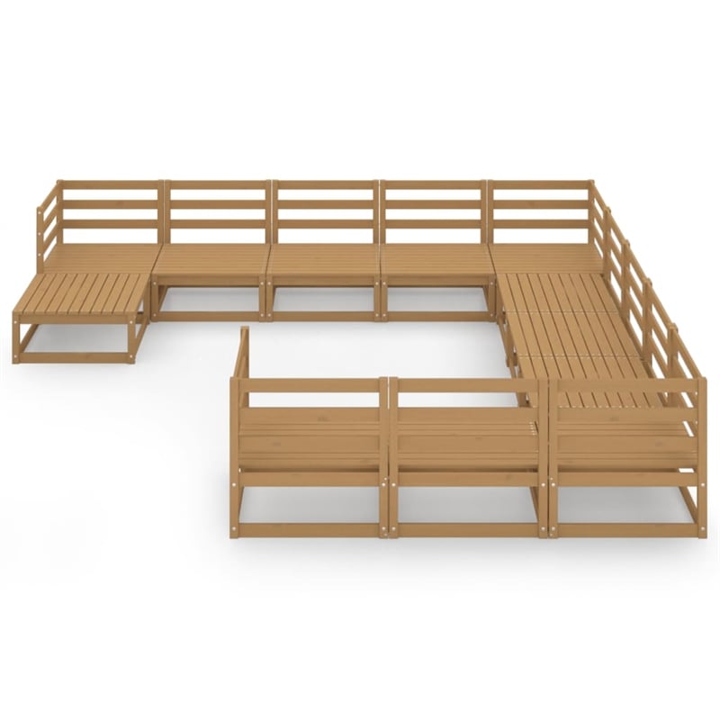 vidaXL 12 Piece Wood Medium Garden Lounge Set in Brown