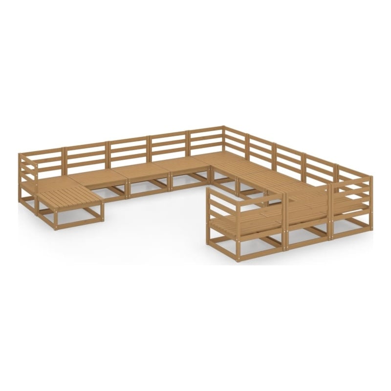 vidaXL 12 Piece Wood Medium Garden Lounge Set in Brown
