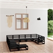 vidaXL 12 Piece Wood Medium Garden Lounge Set in Black