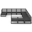 vidaXL 12 Piece Wood Medium Garden Lounge Set in Black