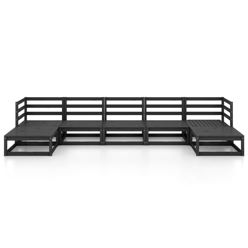 vidaXL 7 Piece Wood Standard Garden Lounge Set in Black