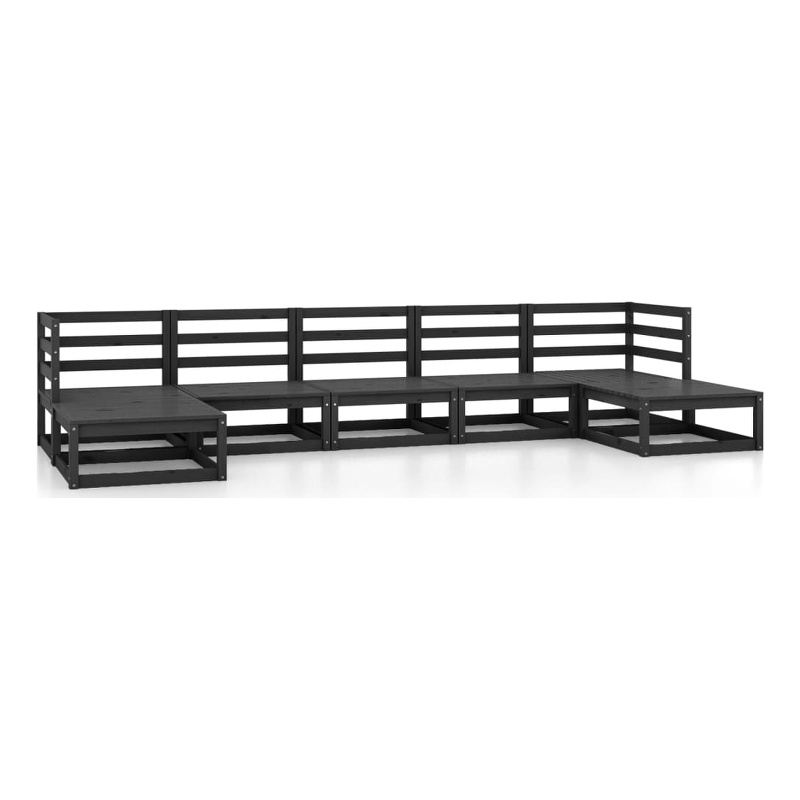vidaXL 7 Piece Wood Standard Garden Lounge Set in Black