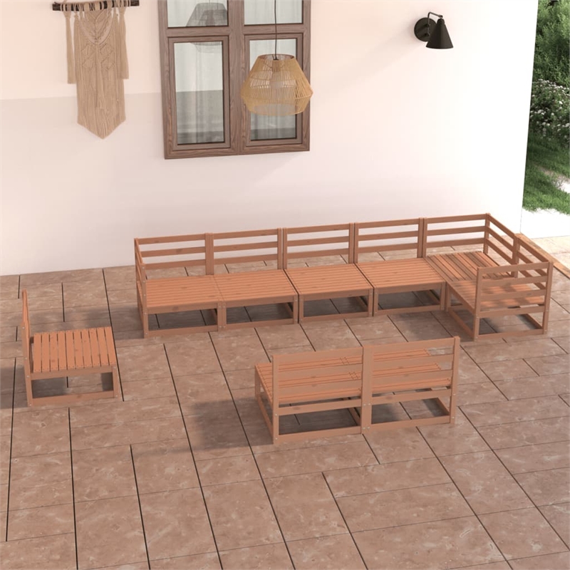 vidaXL 9 Piece Wood Large Garden Lounge Set in Brown