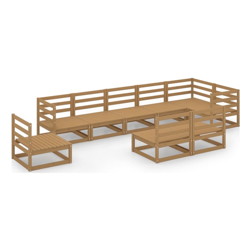 vidaXL 9 Piece Wood Large Garden Lounge Set in Brown