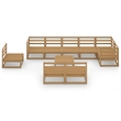 vidaXL 10 Piece Wood Large Garden Lounge Set in Brown