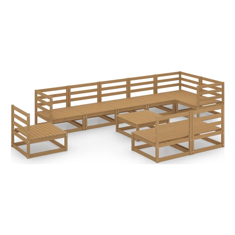 vidaXL 10 Piece Wood Large Garden Lounge Set in Brown
