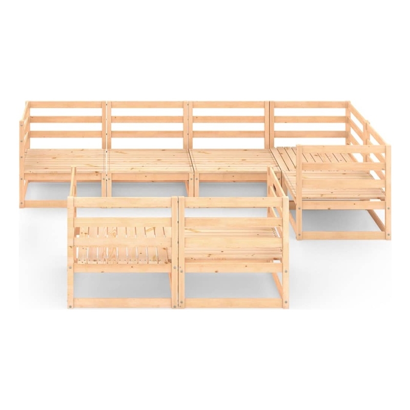 vidaXL 7 Piece Wood Medium Garden Lounge Set in Brown