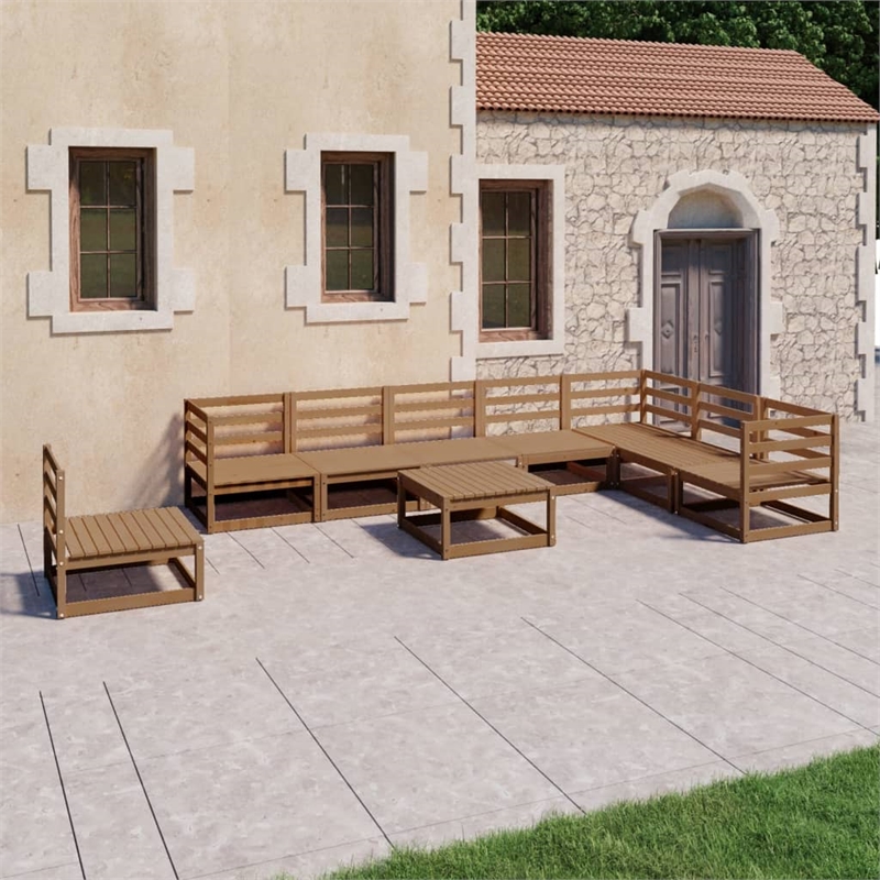 vidaXL 9 Piece Wood Garden Lounge Set in Brown