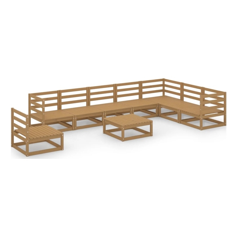 vidaXL 9 Piece Wood Garden Lounge Set in Brown