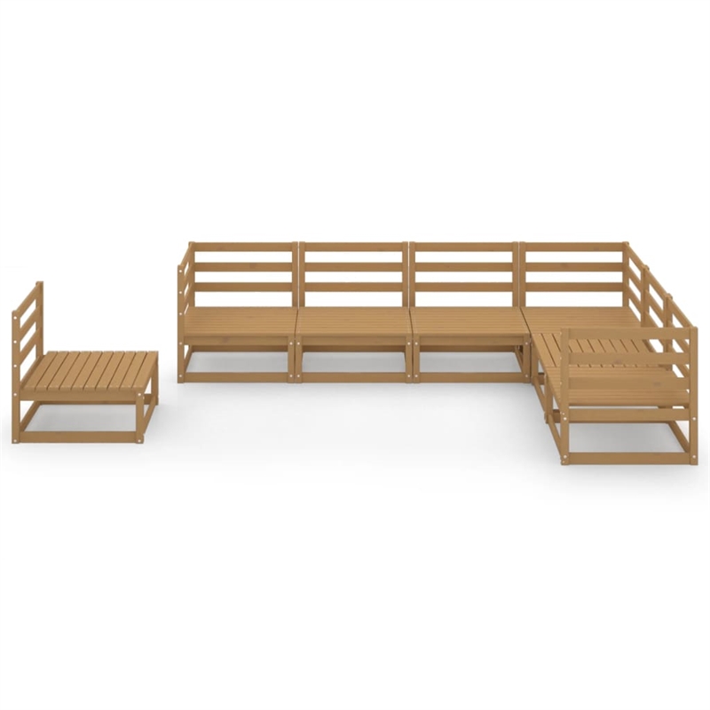 vidaXL 7 Piece Wood Medium Garden Lounge Set in Brown