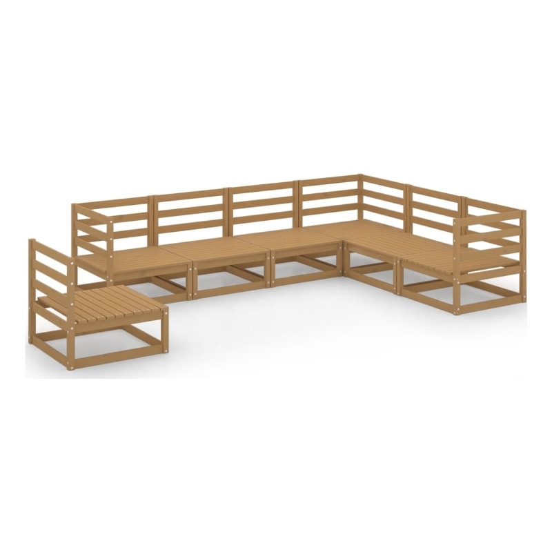 vidaXL 7 Piece Wood Medium Garden Lounge Set in Brown