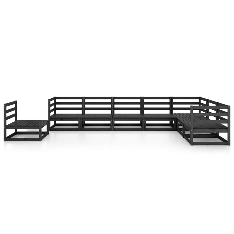 vidaXL 8 Piece Wood Large Garden Lounge Set in Black