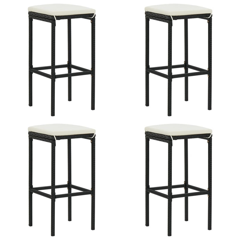 vidaXL 5 Piece Solid Acacia Wood Bar Set in Black/White/Cream