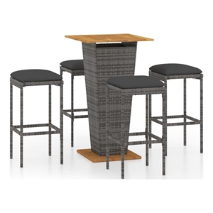 vidaXL 5 Piece Solid Acacia Wood Bar Set in Gray
