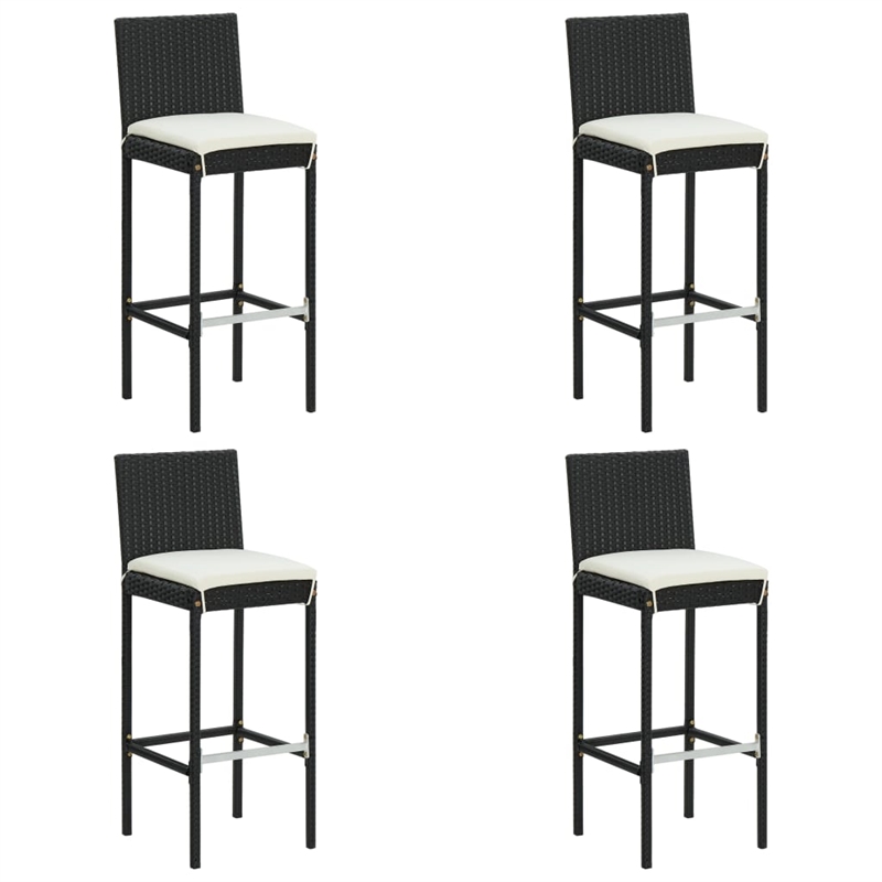 vidaXL 5 Piece Solid Acacia Wood Bar Set in Black/Cream