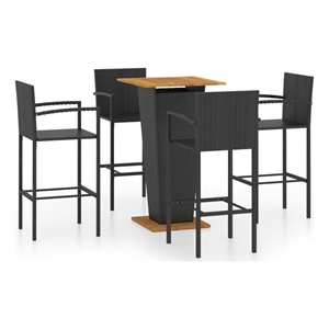 vidaxl 5 piece solid acacia wood bar set in black
