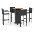 vidaXL 5 Piece Solid Acacia Wood Bar Set in Black