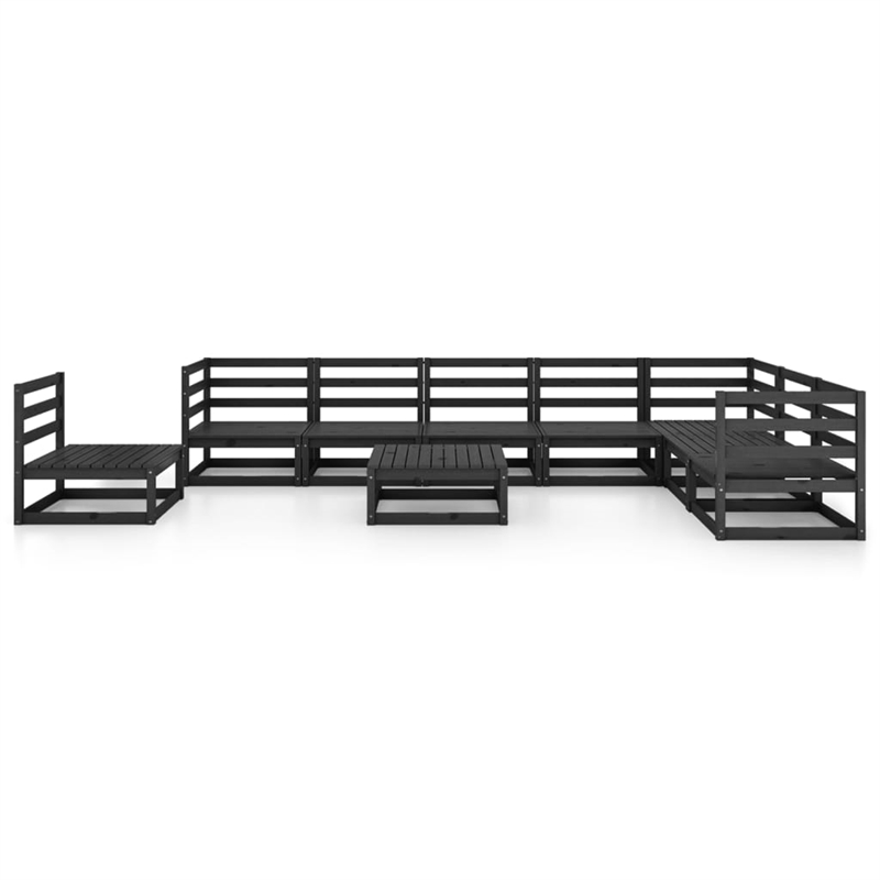vidaXL 9 Piece Wood Large Garden Lounge Set in Black