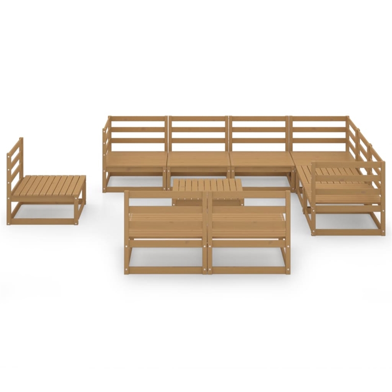 vidaXL 10 Piece Wood Large Garden Lounge Set in Brown
