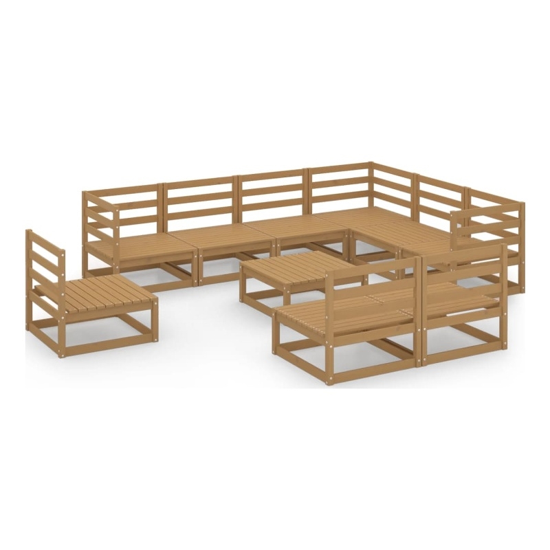 vidaXL 10 Piece Wood Large Garden Lounge Set in Brown