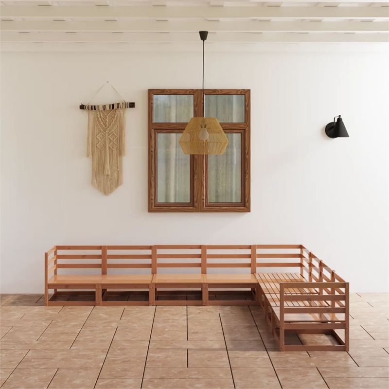 vidaXL 8 Piece Wood Garden Lounge Set in Brown