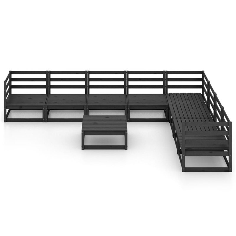 vidaXL 9 Piece Wood Garden Lounge Set in Black