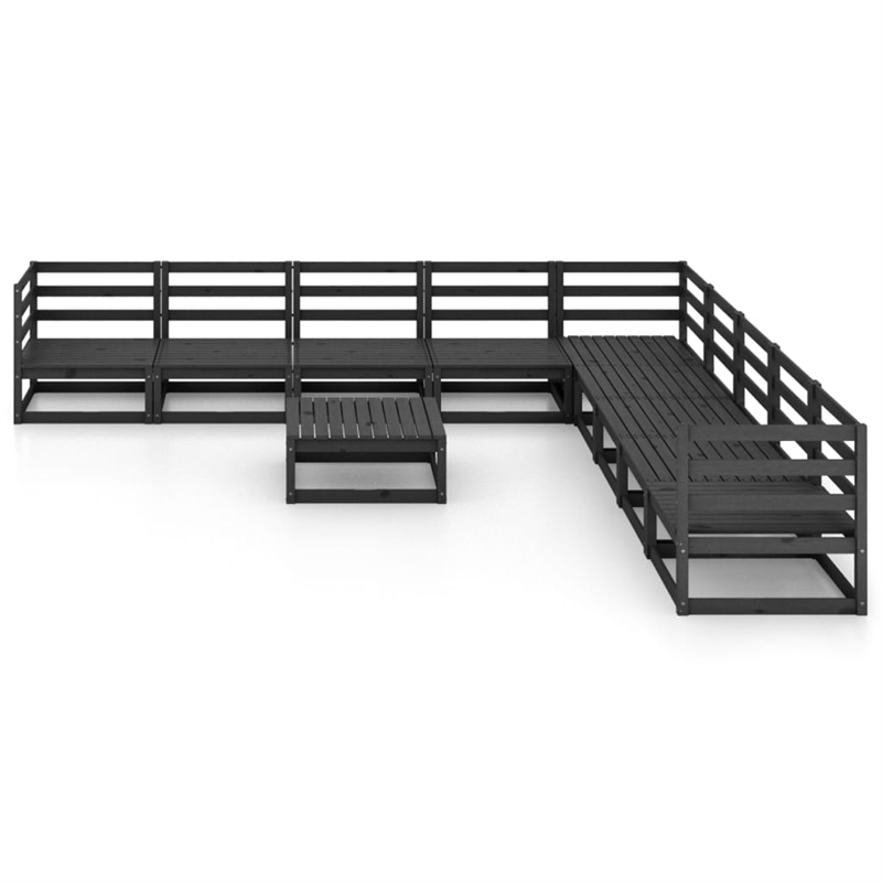 vidaXL 10 Piece Wood Large Garden Lounge Set in Black