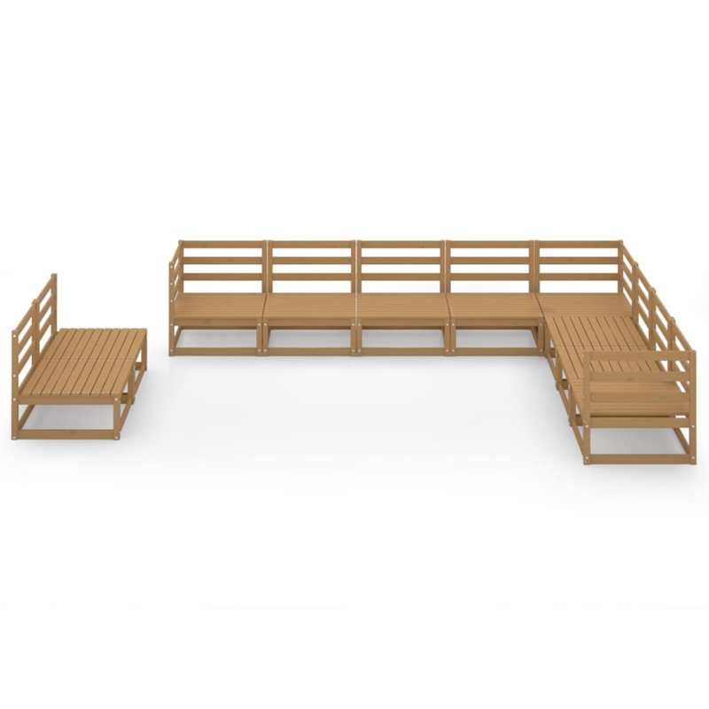 vidaXL 10 Piece Wood Garden Lounge Set in Brown