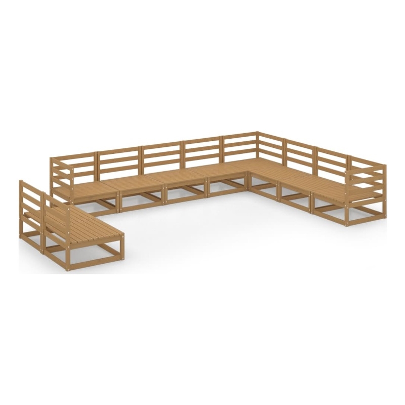 vidaXL 10 Piece Wood Garden Lounge Set in Brown