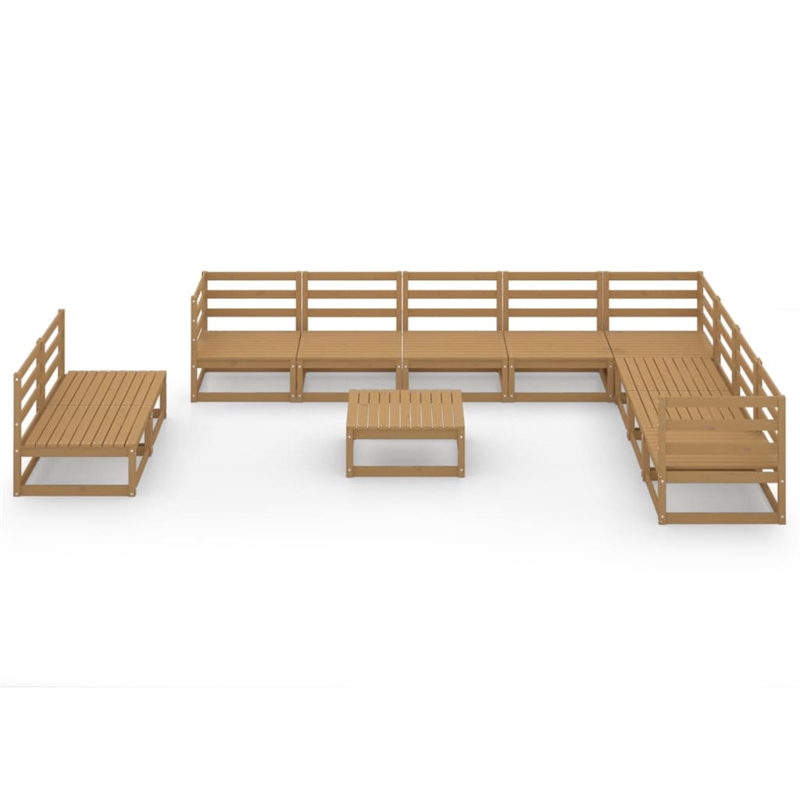 vidaXL 11 Piece Wood Medium Garden Lounge Set in Brown