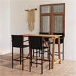 vidaXL 5 Piece Solid Acacia Wood Bar Set in Black