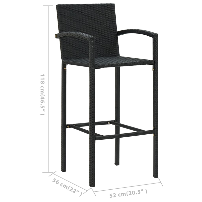 vidaXL 5 Piece Solid Acacia Wood Bar Set in Black