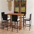 vidaXL Solid Acacia Wood Bar Set in Black/Brown/Cream