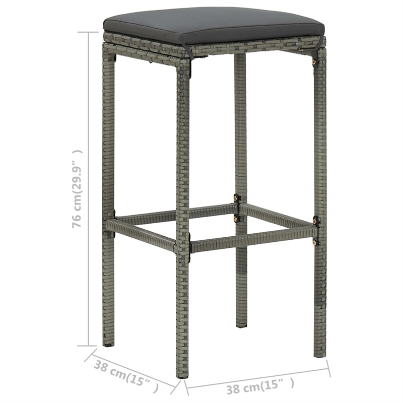 vidaXL 7 Piece Solid Acacia Wood Medium Bar Set in Gray