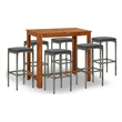 vidaXL 7 Piece Solid Acacia Wood Medium Bar Set in Gray