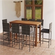 vidaXL 9 Piece Solid Acacia Wood Bar Set in Gray/Anthracite