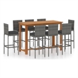 vidaXL 9 Piece Solid Acacia Wood Bar Set in Gray/Anthracite
