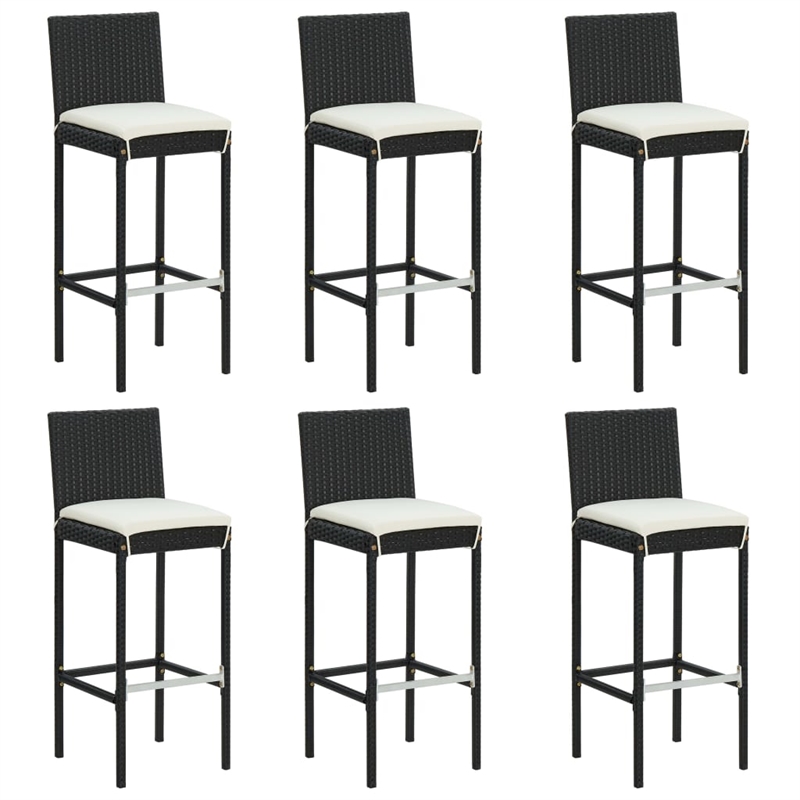 vidaXL 7 Piece Solid Acacia Wood Bar Set in Black