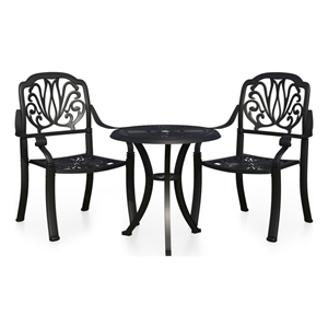 vidaXL 3 Piece Aluminum Medium Bistro Set in Black